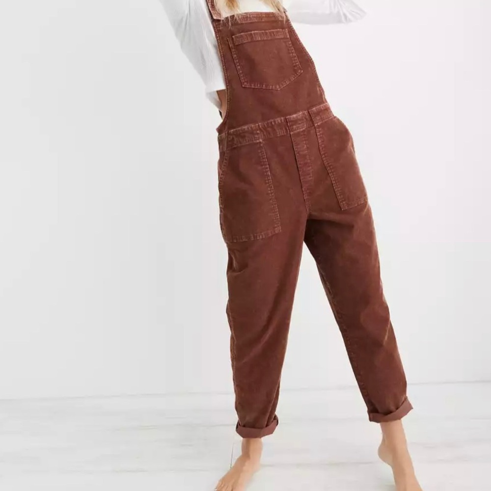 aerie werk & play corduroy overalls xs